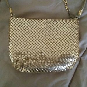 Gold Colored Metal Mesh Party Handbag